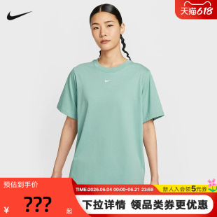 Nike耐克短袖女夏季宽松休闲刺绣LOGO小标棉质圆领T恤FD4150-017