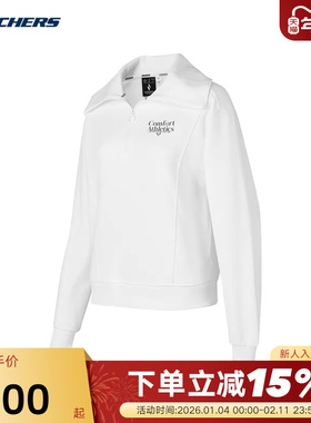 SKECHERS斯凯奇秋女针织套头衫翻领拉链卫衣 P423W049/0019