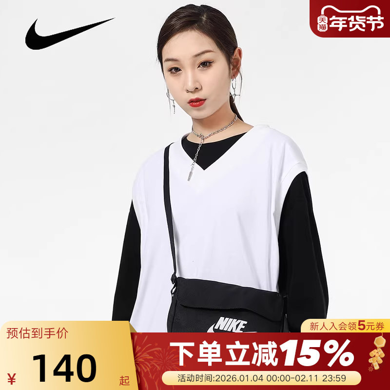 Nike耐克女包新款黑色小包休闲包单肩包时尚运动斜挎包CW930