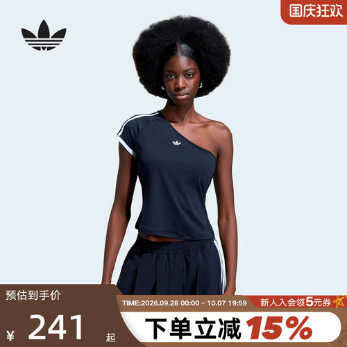 adidas阿迪达斯三叶草露肩斜肩半袖女Adilenium 5.0短袖T恤KY5180