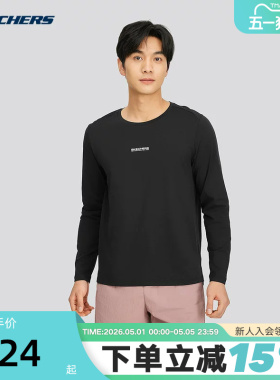 Skechers斯凯奇男运动休闲圆领透气针织长袖T恤衫 P225M143/0018