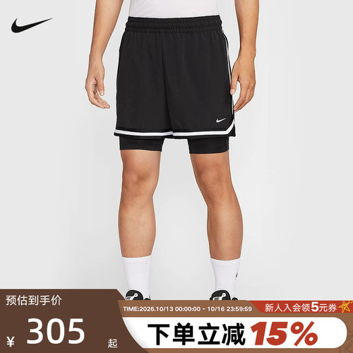 NIKE耐克男短裤DIR-FIT DNA二合一弹力速干篮球运动裤HJ4234-010