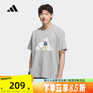 adidas阿迪達斯足球風卡通印花短袖 KC2865 T恤2025夏男棉質半截袖
