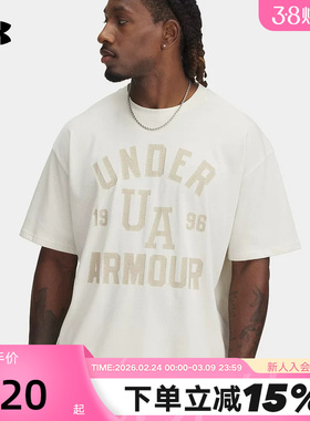 安德玛秋夏新款字母印花休闲运动系列圆领男子短袖T恤1390179-279