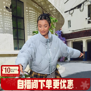 Adidas阿迪达斯三叶草冬女蝴蝶结菱格保暖面包服羽绒服 KC2612