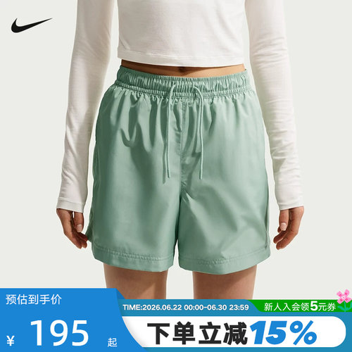 耐克女子短裤夏季新款休闲刺绣小勾透气宽松运动五分裤FV7558-006