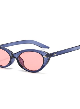 夏季浅色系美式复古窄框猫眼墨镜女街拍显脸小防晒太阳镜出游旅行