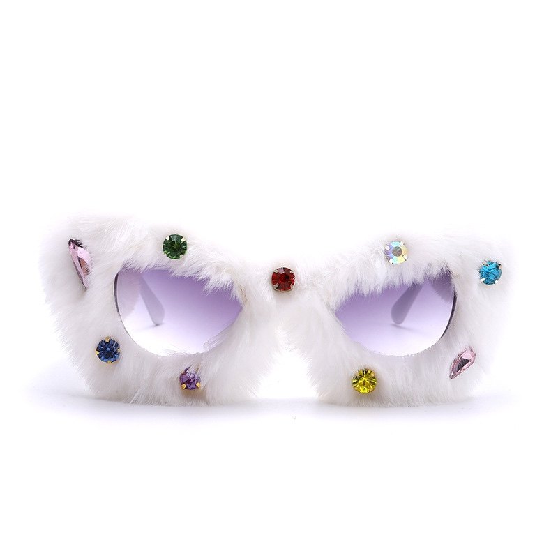 虞书欣圣诞抖音搞怪猫眼墨镜大框毛毛太阳眼镜女个性镶钻生日眼镜,ZIPPO/瑞士军刀/眼镜,太阳眼镜,淘宝优惠券,粉丝福利购,淘宝优惠卷