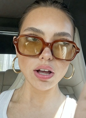 欧美复古米钉方形太阳镜小脸显瘦网红女高级感ins圆脸韩版墨镜男