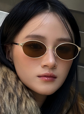 超级修饰脸型~vintager英伦复古茶棕色镜片金边太阳眼镜女款墨镜