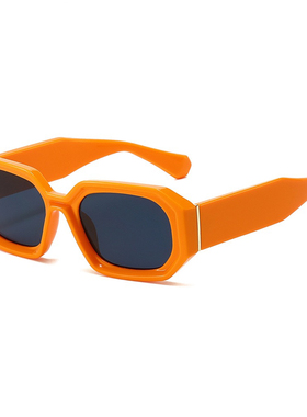 韩版时尚小框橘色墨镜欧美方形嘻哈网红显瘦高级感潮牌太阳镜男女