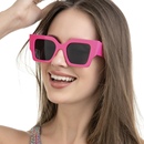 男女潮酷凹造型防紫外线太阳眼镜大框显瘦 方形玫红色墨镜2024新款