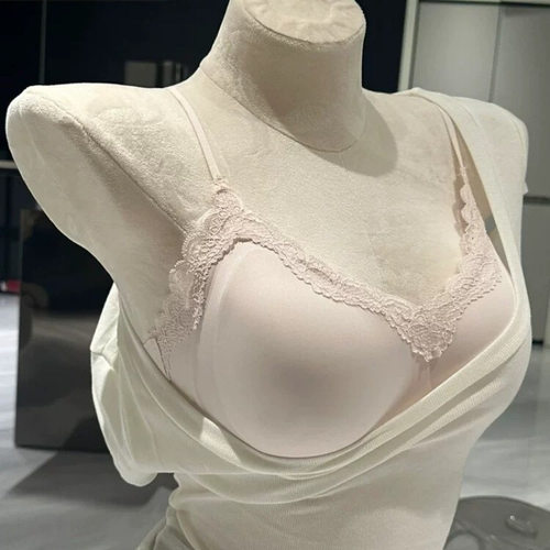 女蕾丝细肩带内衣女士薄款无痕聚拢防下垂法式V领蕾丝文胸罩性感