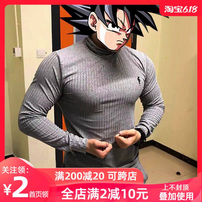 2019新款肌肉兄弟欧美时尚潮流长袖户外健身跑步运动速干高领T恤|ruв категории Мужская одежда, хлопок - от Buy2taobao.com для оказания профессиональной услуги покупки агента Taobao