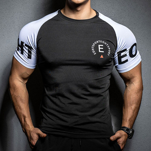 短袖男士拼色速干健身衣