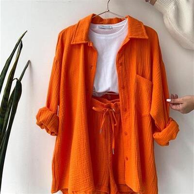 2023 Summer Womens Two Piece Casual Long Sleeve Short S