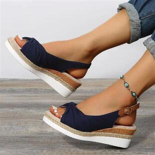Women Sandals Wedges Fashion Buckle Peep Toe Comfort Lightwe