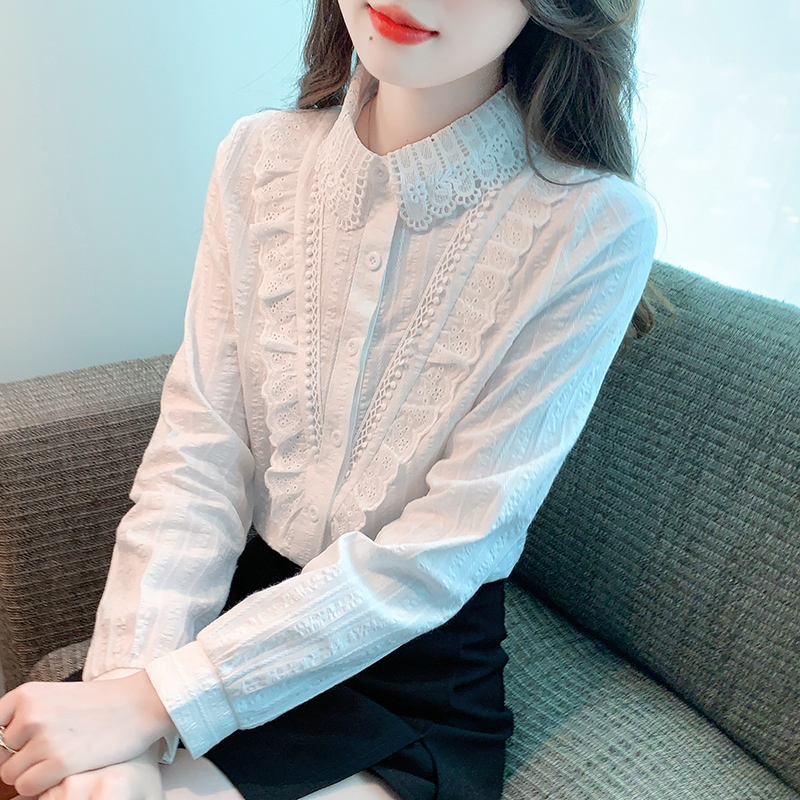 实拍春秋季2025新款时尚纯棉衬衣女长袖全棉衬衫女士洋气上衣