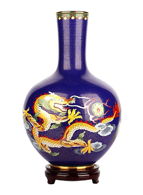 15寸景泰蓝花瓶龙凤天球瓶北京特色工艺品摆件商务结婚礼物礼品