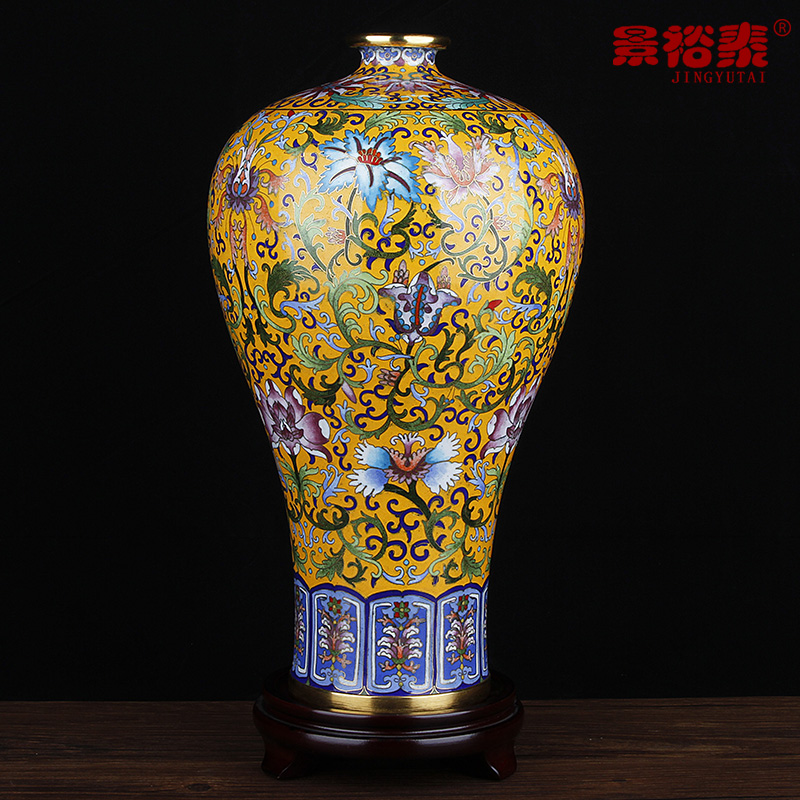 正宗北京特色礼品 缠枝莲纹 景泰蓝梅瓶