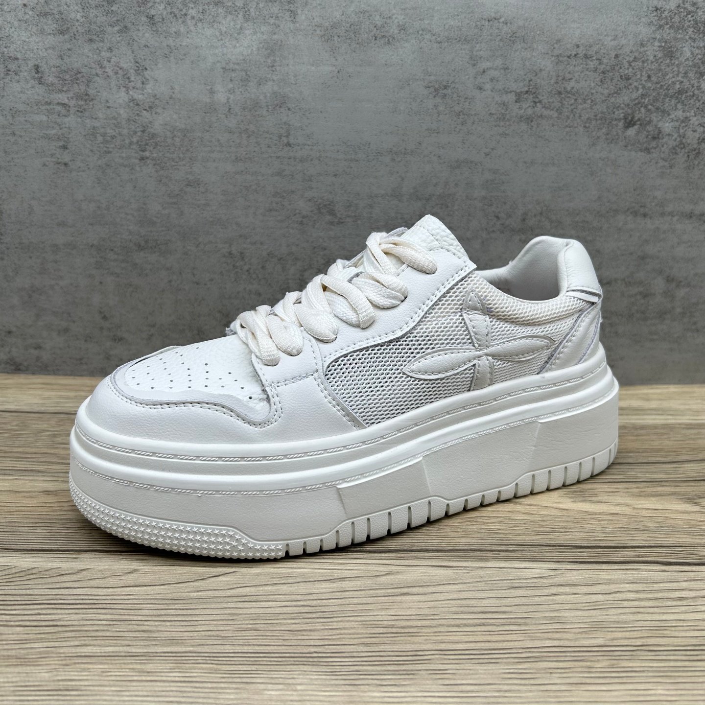 断码特价网面真皮老爹小白鞋女头层牛皮松糕厚底增高百搭透气轻便