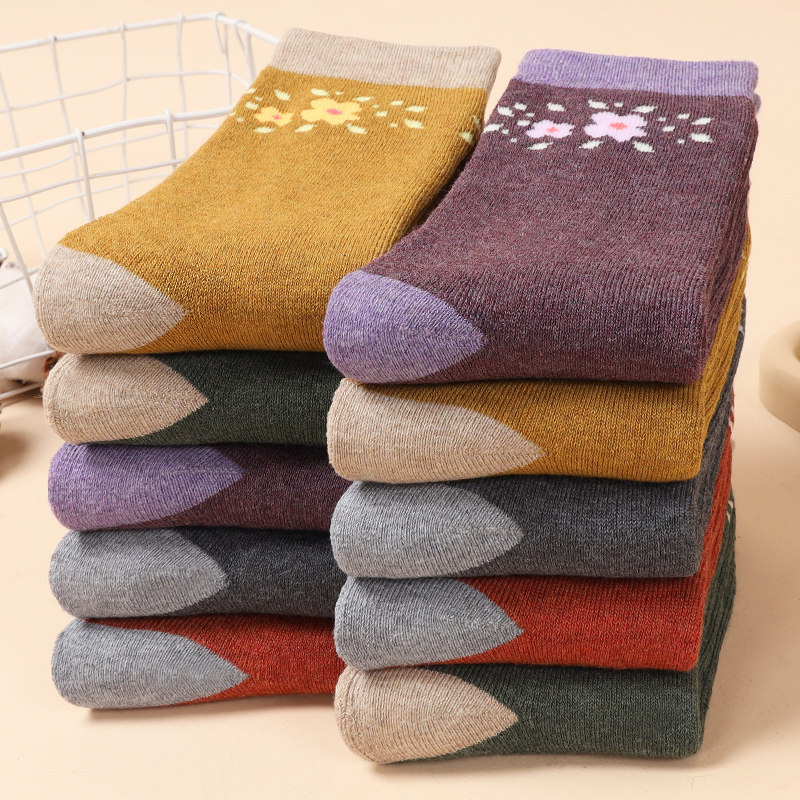 毛巾袜女冬季加厚保暖睡眠袜中老年巨厚中筒袜老人袜妈妈袜秋冬天