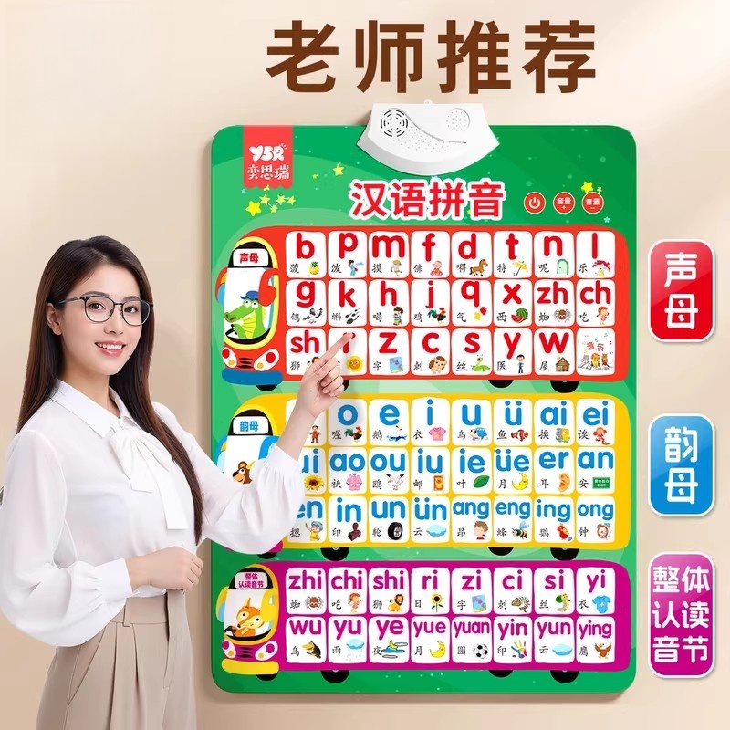 汉语拼音字母表幼小衔接有声挂图墙贴拼读训练发声书学习声母韵母