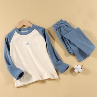 儿童德绒内衣套装 秋冬中大童宝宝睡衣保暖2025纯棉 男女童秋衣秋裤