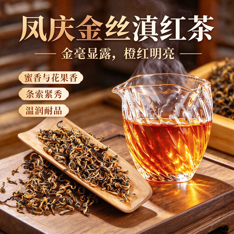 凤庆金丝滇红茶特级云南2026年古树头春茶蜜香古树红正宗250g罐装