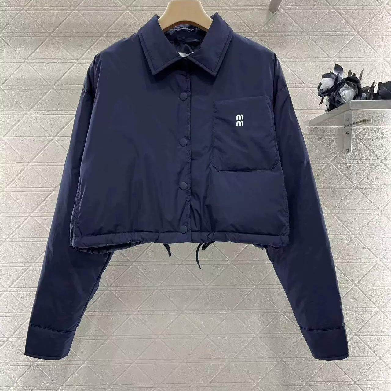 欧货时尚棉服短款2024新款宽松秋冬小个子保暖印花棉衣棉服外套女