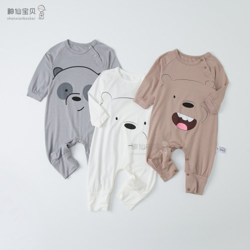 莫代尔长袖小熊连体衣婴儿空调服