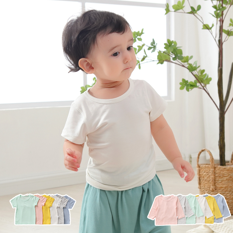 婴儿短袖无骨上衣男童莫代尔