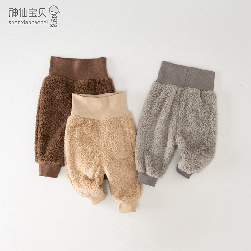 婴儿衣服秋冬加绒长裤外穿裤子宝宝冬季冬装保暖裤子开裆男童女童