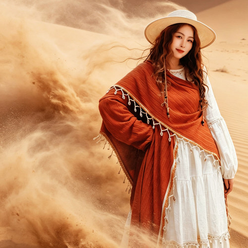 【董艺旅行穿搭】火焰山开衫披肩多功能围巾旅行拍照战袍