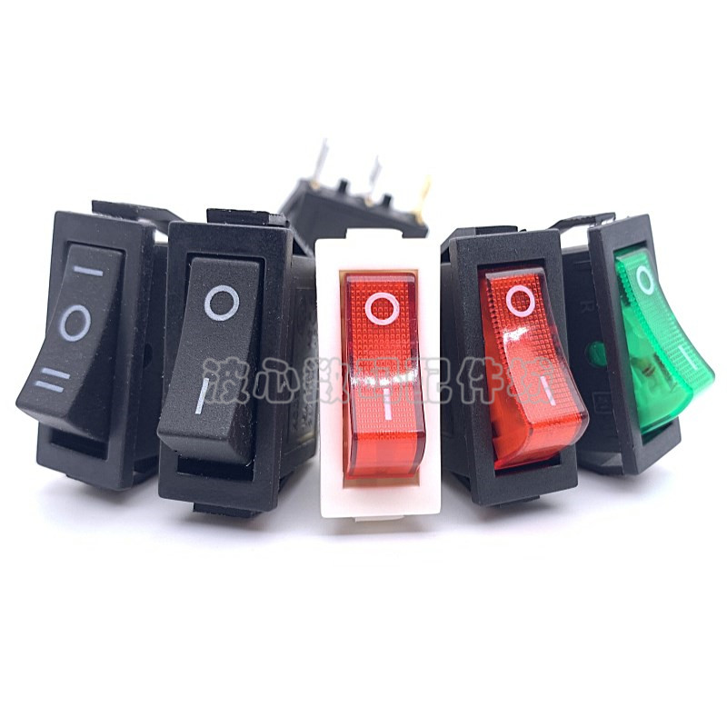 KCD3船型形翘板开关 3脚2档 三脚三挡 31*13.5MM绿/红色灯16A250V