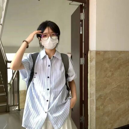 夏季竖条纹衬衫女短袖刺绣字母宽松学生百搭复古港风高级夏天上衣