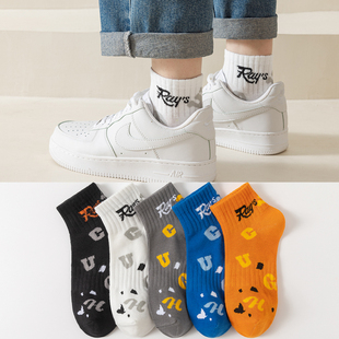 短袜男生棉袜ins潮 防臭吸汗青少年运动款 袜子男中筒纯棉夏季 薄款