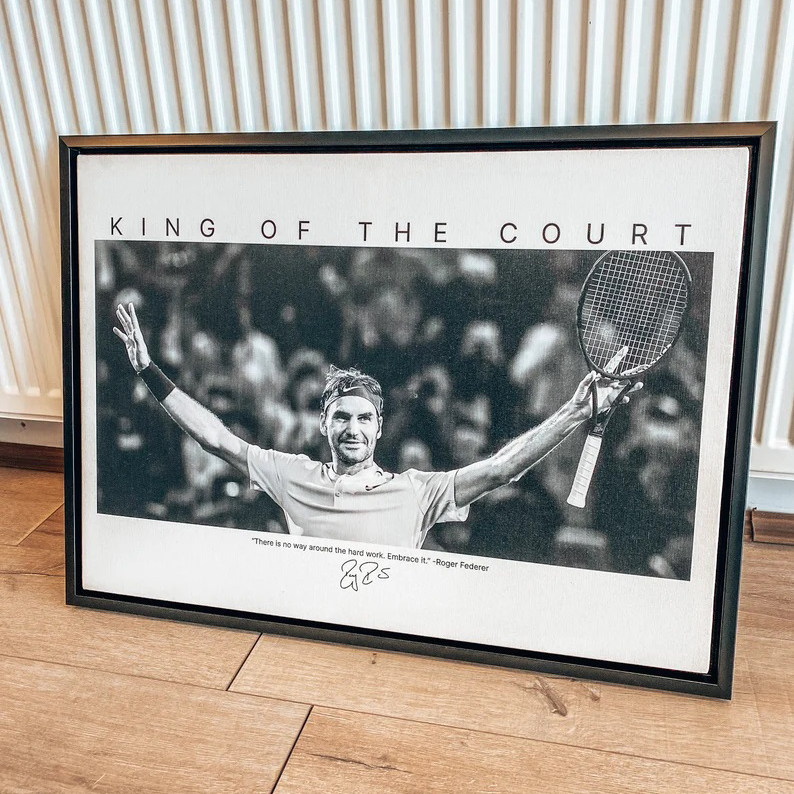 装饰画有框挂画墙壁体育馆网球费德勒纳达尔健身运动黑白摄影
