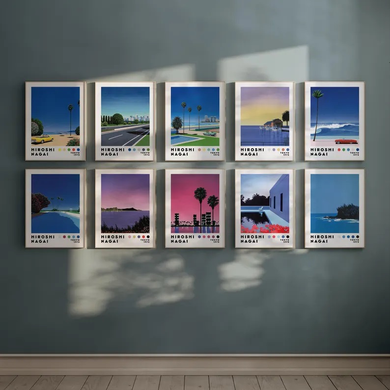 CITY POP日本波普艺术赛博朋克蒸汽波海报装饰画城市海边潮店挂画