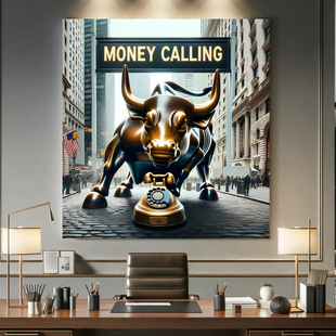 股票交易挂画证券交易所金融公司接待室装饰画牛市墙壁画美式金牛