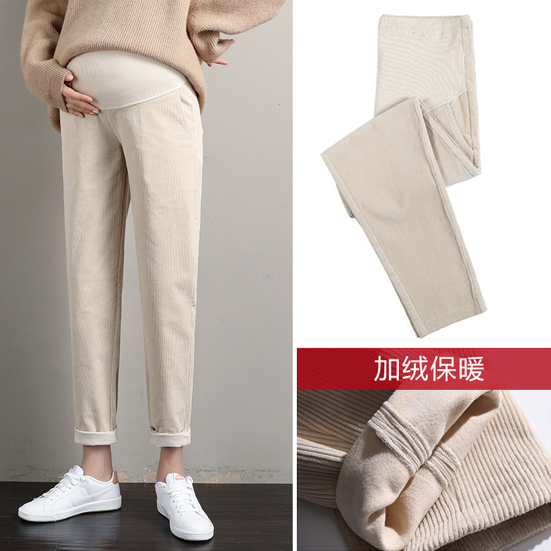 孕妇灯芯绒秋冬加绒加厚孕妇裤