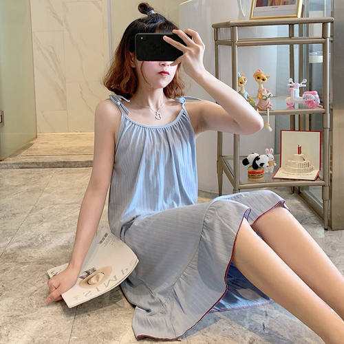 日系吊带睡裙女夏季棉质可爱甜美仙女性感睡衣女公主风长款连衣裙