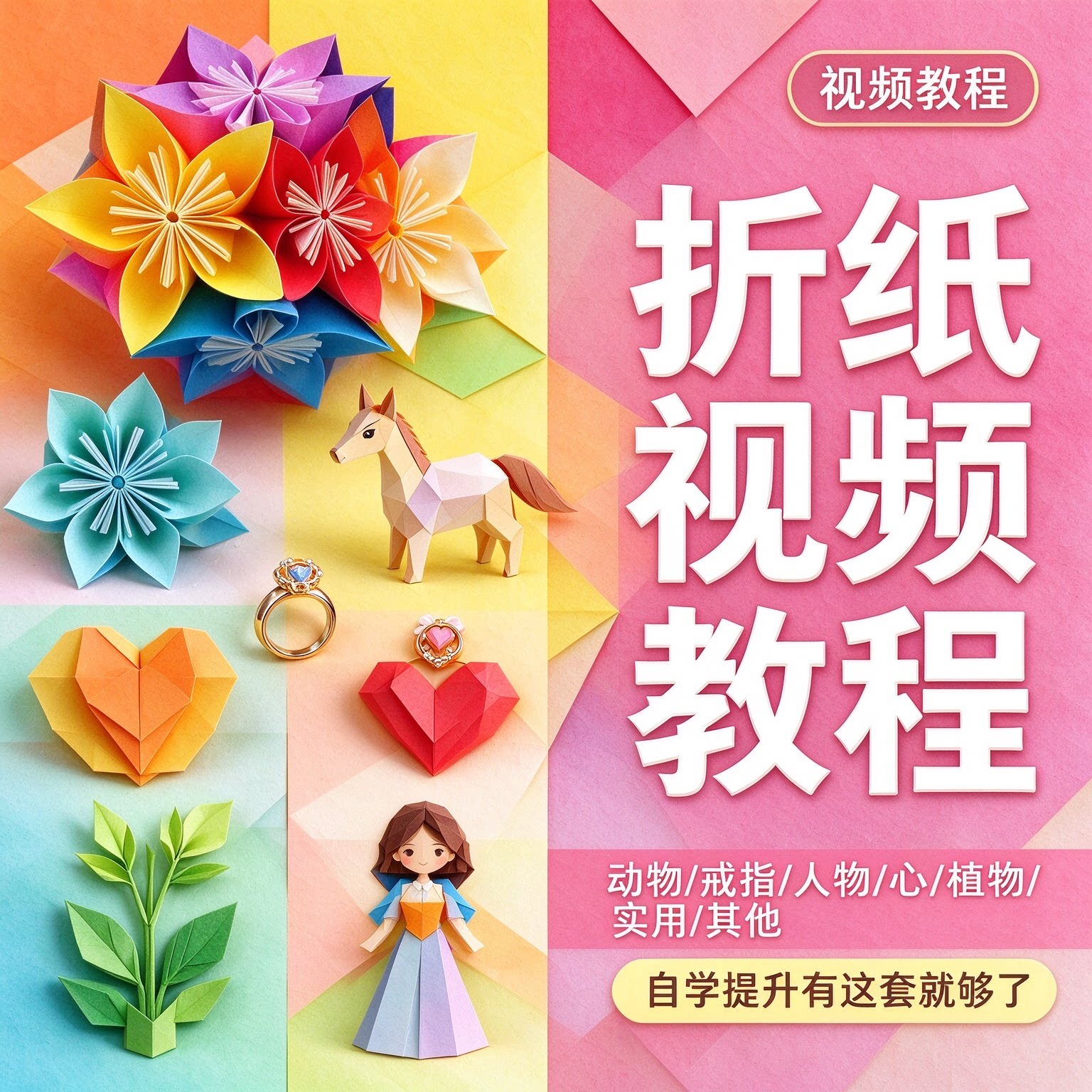 亲子手工小学生创意折纸方法视频课件手工教程大全幼儿园教案资料
