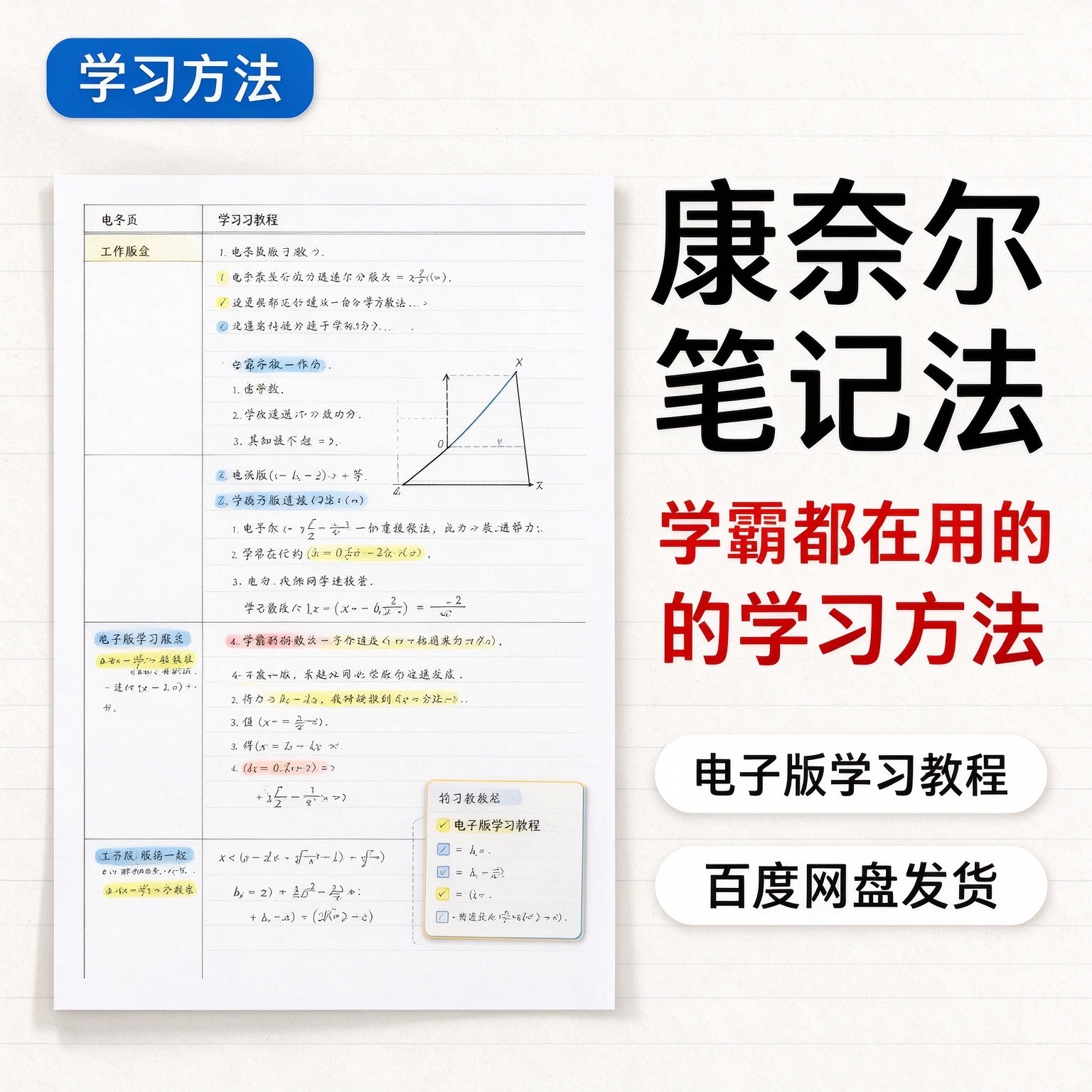 康奈尔笔记法高效记笔记学霸学生高效学习方法电子版教学资料教程
