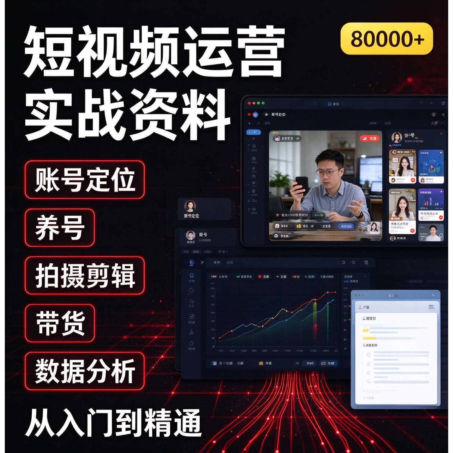短视频运营实战教程资料包账号定位养号拍摄剪辑直播带货数据素材