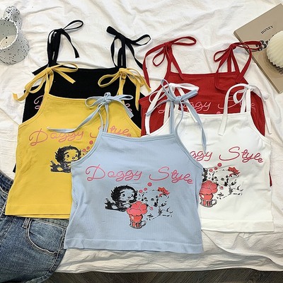 抹胸甜辣妹白色吊带背心女夏季