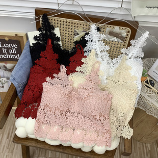 纯欲性感蕾丝吊带胸垫背心一体抹胸防走光美背裹胸内衣女外穿上衣