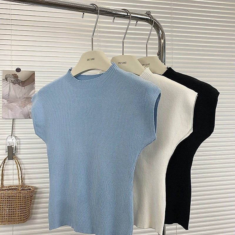 夏季圆领收腰辣妹蓝色背心t恤女修身显瘦轻薄温柔风纯欲短袖上衣,女装/女士精品,背心吊带,淘宝优惠券,粉丝福利购,淘宝优惠卷