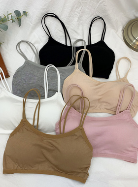 2021韩版美背带胸垫一体式文胸女学生纯色吊带带裹胸背心内衣