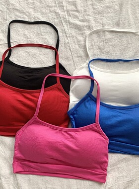 美式jazz吊带背心女美背一体内衣外穿夏季甜辣妹挂脖抹胸上衣泰式